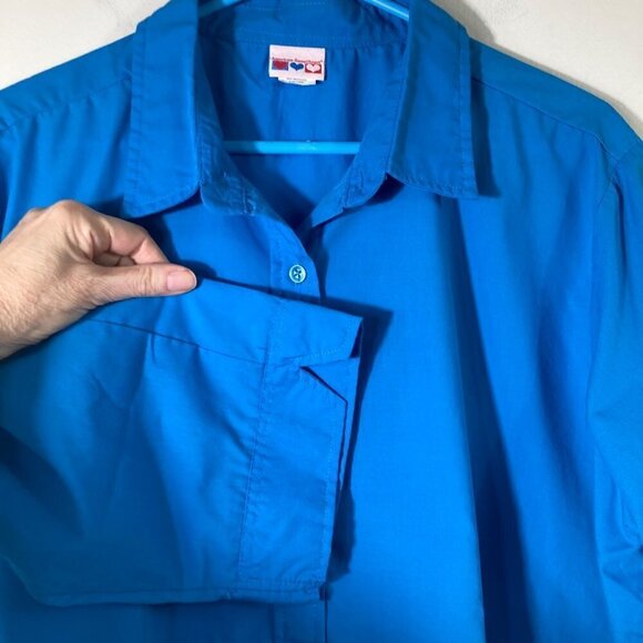 Womens Vintage American Sweetheart 1/2 Sleeve Button Shirt Blue‎ XL - Picture 3 of 7